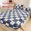 FCLDESHOP Mattress Protector,Autumn and Winter Warm Quilted Coral Velvet Bedding Sheets, Bedroom Hotel Anti-Slip Checkered Bed Protector,Green,200 * 220cm (3pcs) view 3