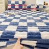 FCLDESHOP Mattress Protector,Autumn and Winter Warm Quilted Coral Velvet Bedding Sheets, Bedroom Hotel Anti-Slip Checkered Bed Protector,Green,200 * 220cm (3pcs) view 4