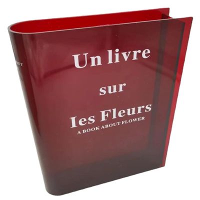 Book Vase for Flowers, Unique Flower Vases, Cute Acrylic Vase, Aesthetic Vases Gifts for Women, Dorm Room Essentials for Bookshelf, Bookcase, Desk, Bedroom, Room, Office, Home Decor (RED)