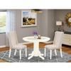 HomeStock Round Dining Table Set - 3 Piece Dinette Set with Kitchen Chairs - Linen White Finish view 1
