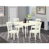 HomeStock Gothic Dining Set 5pc Wood Table & Chairs Linen White Kitchen Set view 1