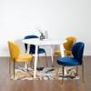 Roundhill Furniture Amoa Contemporary 5-Piece Dining Set, White Round Dining Table with 4 Chairs, Blue and Yellow view 1