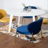 Roundhill Furniture Amoa Contemporary 5-Piece Dining Set, White Round Dining Table with 4 Chairs, Blue and Yellow view 2