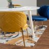 Roundhill Furniture Amoa Contemporary 5-Piece Dining Set, White Round Dining Table with 4 Chairs, Blue and Yellow view 3