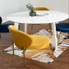 Roundhill Furniture Amoa Contemporary 5-Piece Dining Set, White Round Dining Table with 4 Chairs, Blue and Yellow view 4