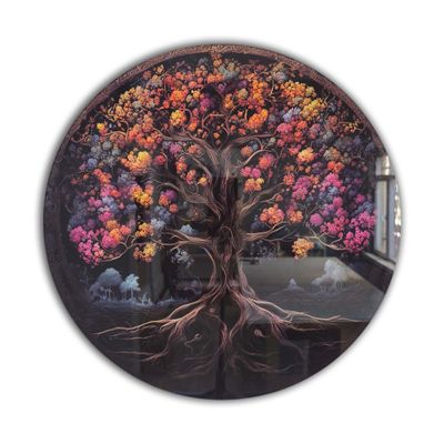 Venodeco Tree Of Life, Tempered Glass Wall Art,Abstract Wall Painting, Home Decor, Housewarming Gift, Wall Hangings, Round Wall Art, Wall Decor, Stained Glass Art