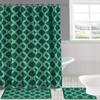 15-Piece Set Bathroom Bath Mat Rugs Shower Curtain Butterfly or Honey Comb Printed Design (Honey Hunter Green) view 1