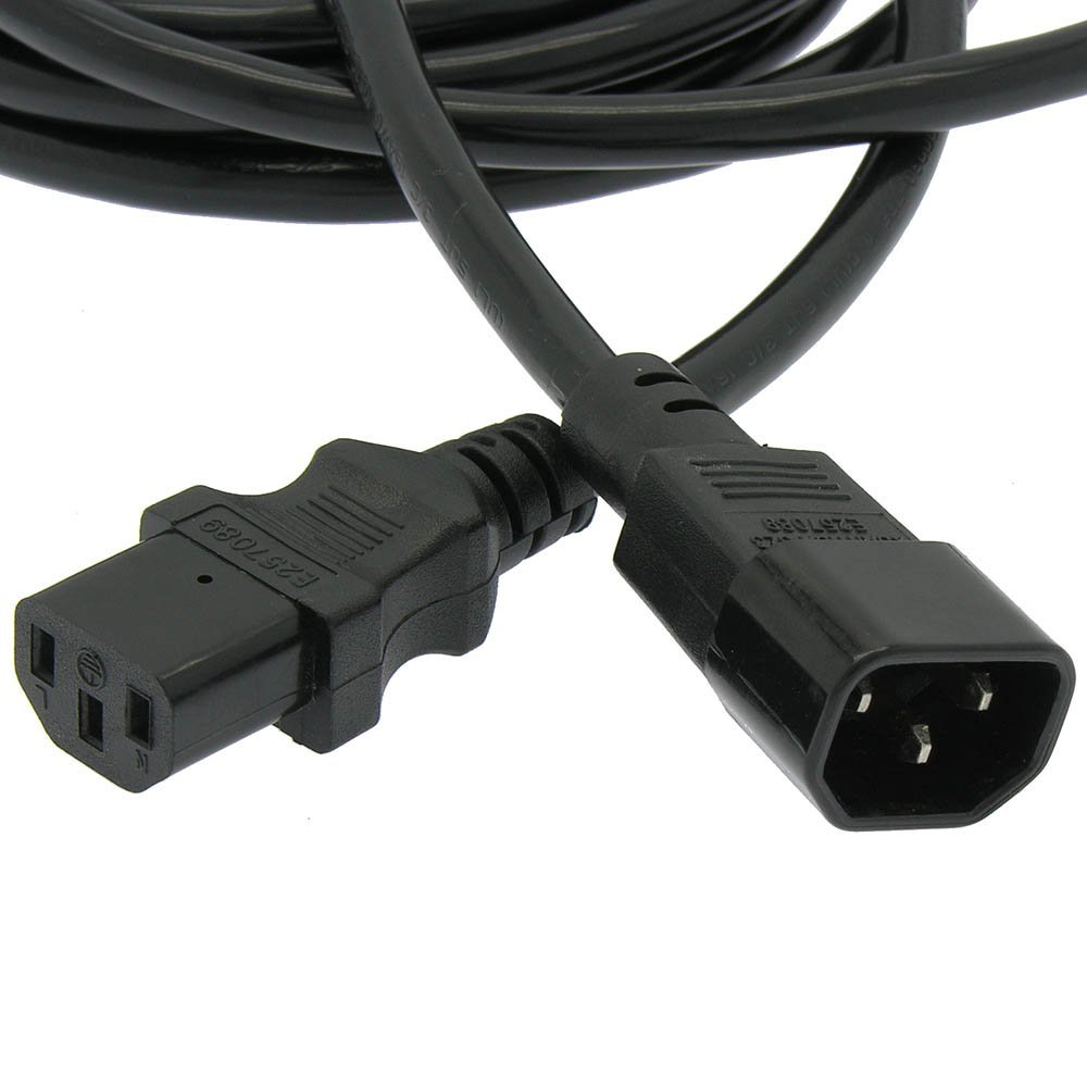 6Ft Power Extension Cord C13 to C14 Black/SJT 16/3