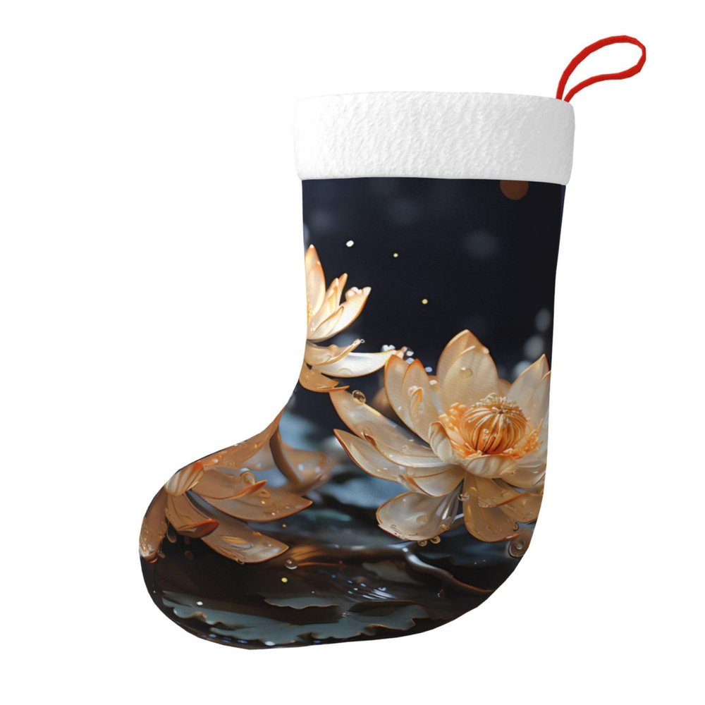 ViLlex Christmas Stocking 18" Xmas Stockings Holiday Decorative Stockings Xmas Party Dcor Accessories Cuff Gift Bohemian White Lotus