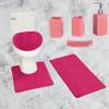 7-Piece Bathroom Set 2 Non-Slip Bathtub and Contour Mat Rug Lid Cover and Ceramic Accessory Rock and Solid #6 Design (#6 Hot Pink) view 1