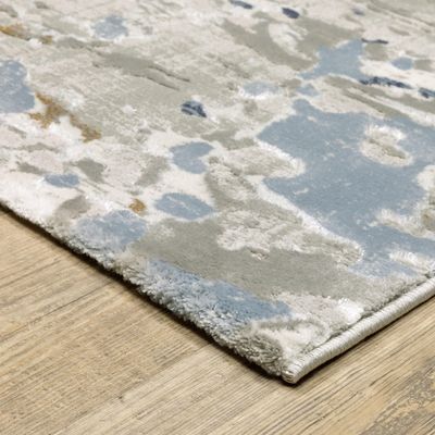 Style Haven Emery Modern Abstract Grey/Blue Mixed Pile Area Rug 2'3" x 7'6"