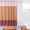 15-Piece Set Bathroom Bath Mat Rugs Shower Curtain Diamond or Geometric Printed Design (Diamond Burgundy) view 1