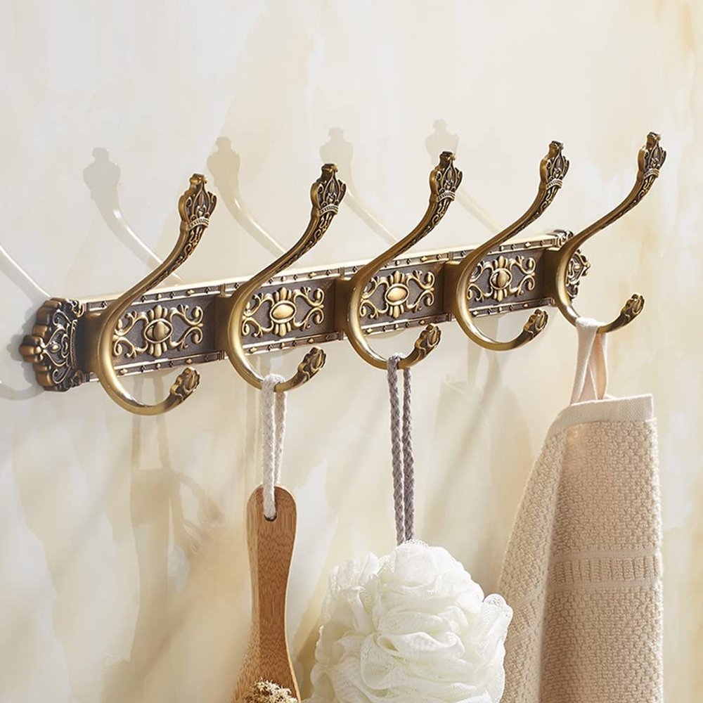 Coat Rack Antique Coat Racks, European Row Hooks, Retro Hooks, Clothes Living Room Wall Hanging Bathroom Wardrobe Door Coat Hook Wall Hooks (Color : B, Size : 5 Hook)