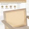 Finca ancha Accent Saucer Chair Upholstered Leather Armchair Rattan Chair Butacas para Sala Modernas with Rubber Wood Backrest Frame for Living Room, Dining Room, Bedroom (Natural + Linen) view 3
