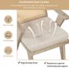 Finca ancha Accent Saucer Chair Upholstered Leather Armchair Rattan Chair Butacas para Sala Modernas with Rubber Wood Backrest Frame for Living Room, Dining Room, Bedroom (Natural + Linen) view 4