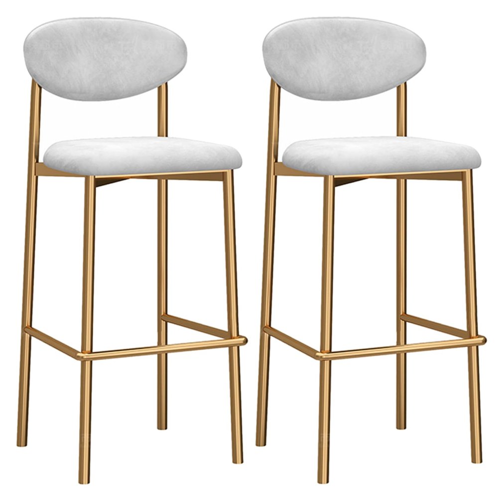 ANram Modern Counter Height Bar Stools Set of 2 Comfortable Velvet Upholstered Breakfast Barstools with Back and Gold Base Elegant Bar Chairs for Kitchen Island/Restaurant/Pub