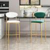 ANram Modern Counter Height Bar Stools Set of 2 Comfortable Velvet Upholstered Breakfast Barstools with Back and Gold Base Elegant Bar Chairs for Kitchen Island/Restaurant/Pub view 2