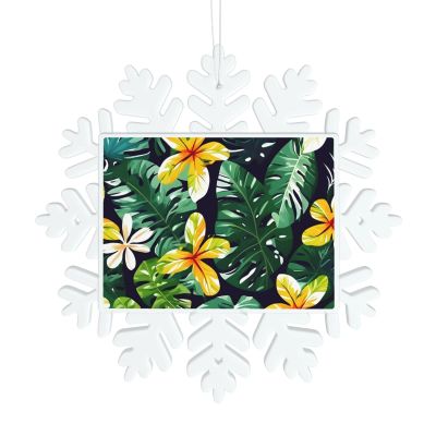 Hawaiian Tropical Leaves Flowers Exquisite Snowflake Pendant Decoration - Perfect for Christmas and Parties