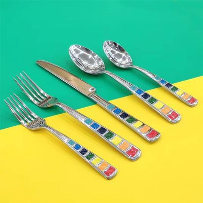 35 pcs Silverware Set for 7,Rainbow Handle Forks Spoons Silverware Set For 4 Cutlery Utensi Sets Flatware Wedding Party Mirror Polished Gift Package for Christmas and Thanksgiving&Halloween