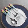 35 pcs Silverware Set for 7,Rainbow Handle Forks Spoons Silverware Set For 4 Cutlery Utensi Sets Flatware Wedding Party Mirror Polished Gift Package for Christmas and Thanksgiving&Halloween view 2