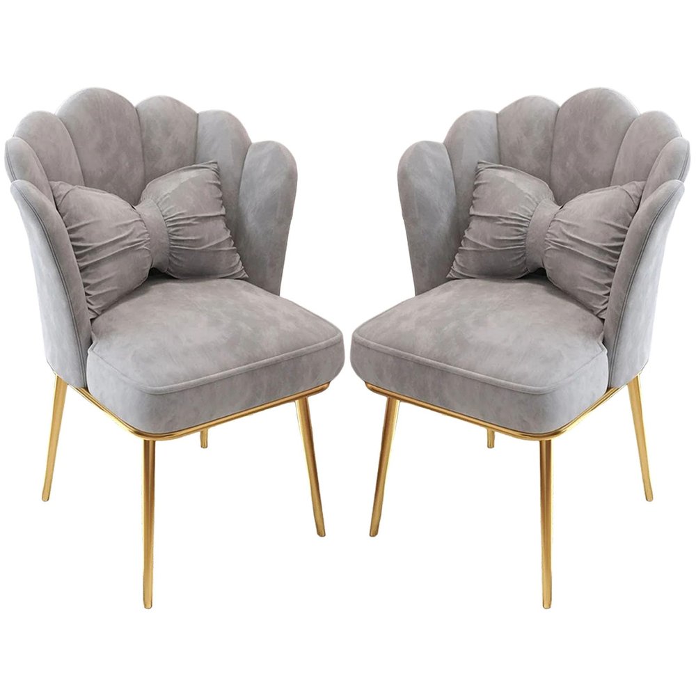 Dining Chair Armless Office Desk Chairs Set of 2, Fabric Padded Accent Chair with Mid Back and Bowknot Pillows, Comfortable Wide Seat Computer Task Vanity Chair for Home Office