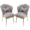 Dining Chair Armless Office Desk Chairs Set of 2, Fabric Padded Accent Chair with Mid Back and Bowknot Pillows, Comfortable Wide Seat Computer Task Vanity Chair for Home Office view 1