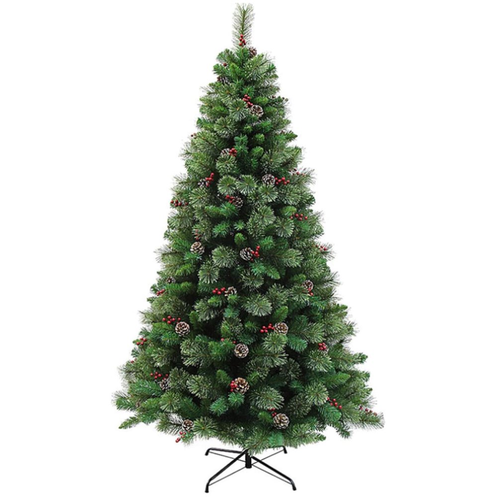 Artificial Christmas Tree, Needle Encryption Xmas Pine Tree with Pine Cones Decorations for Home Party Office Indoor Outdoor Holiday Decoration(150cm(4.9ft), Green)