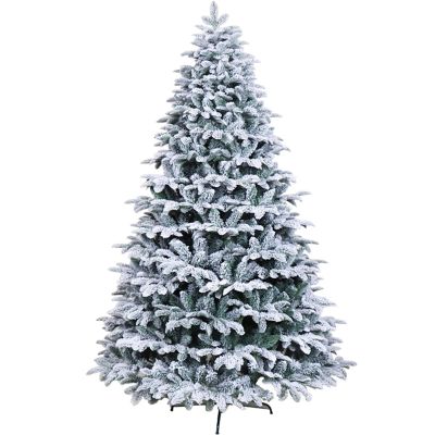 Snow Flocked Artificial Christmas Trees, Pastoral Style Xmas Pine Tree with Metal Foldable Stand and Hinged Branches for Holiday Party Decorations(180cm(5.9ft), A)