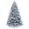 Snow Flocked Artificial Christmas Trees, Pastoral Style Xmas Pine Tree with Metal Foldable Stand and Hinged Branches for Holiday Party Decorations(180cm(5.9ft), A) view 1