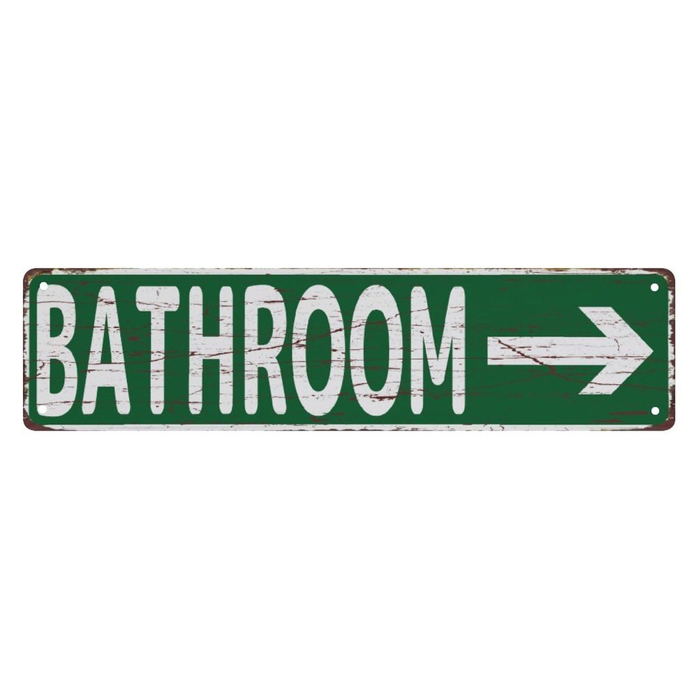 Metal Sign Bathroom With Right Arrow Metal Sign Street Signs Decor Man Cave Bar Wall Art Decorative Plaque 4X16 Inches