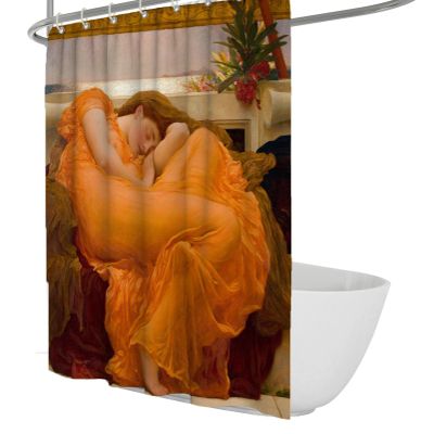 SHUODAOCO Orange Shower Curtain Liner Ancient Greek Art Shower Curtain Sets with Hooks The Flaming June by Frederic Leighton Fabric Shower Curtain 108Wx72L