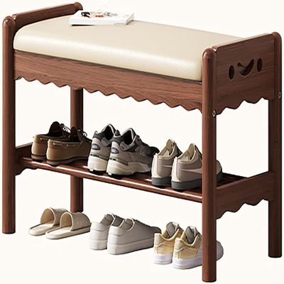 HOBIBA Organizer Mudroom Shoe Bench Rack with Storage, Bench Shoe Rack with Cushion,Entryway Storage Bench with Padded Seat, for Bathroom (Size:60 * 30 * 42cm,Color:Brown)