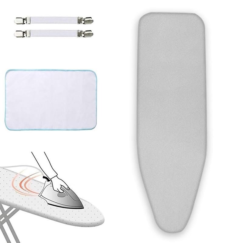 WInara Iron Board Cover Replacement Ironing Board Cover and Pad 13x36in, 13x38in, 14x43in, 15x48in, Cotton Ironing Board Pad Adjustable (Color : Silver, Size : 43x14in(110x35cm))