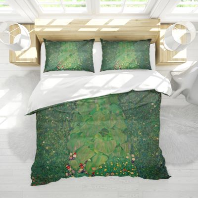 HOBBOY Green Sunflower Duvet Cover Sets 3 Pieces Garden Floral Duvet Quilt Cover with Zipper 2 Pillow Shams Gustav Klimt Art Bedding Sets King