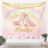 Ballet Dance Kids Tapestry,Ballet Shoes Rose Flowers Romantic Wall Tapestries,Boys Girls Adults Room Decor,Rainbow Starry Sky Wall Hanging,Pink Dreamy Home Wall Decor,Small 51.2 x 59.1 Inches view 1