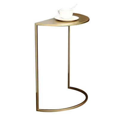 BcoMfy End Table Half Round Metal Edge Table, C-Shaped Simple Iron Art Bedside Sofa, Side Table, Coffee Table, No Assembly Required (Color : Gold, Size : 40x20x50cm)