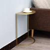 BcoMfy End Table Half Round Metal Edge Table, C-Shaped Simple Iron Art Bedside Sofa, Side Table, Coffee Table, No Assembly Required (Color : Gold, Size : 40x20x50cm) view 2