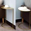 BcoMfy End Table Half Round Metal Edge Table, C-Shaped Simple Iron Art Bedside Sofa, Side Table, Coffee Table, No Assembly Required (Color : Gold, Size : 40x20x50cm) view 4