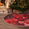 Red Hearts Love Christmas Tree Skirt 48" Xmas Tree Skirts Mat Farmhouse Design Christmas Tree Cover Mat for Xmas Party Holiday Decorations Indoor Outdoor view 1