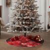 Red Hearts Love Christmas Tree Skirt 48" Xmas Tree Skirts Mat Farmhouse Design Christmas Tree Cover Mat for Xmas Party Holiday Decorations Indoor Outdoor view 4