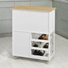 Pimex Trolley Kitchen Storage Serving Trolley Cart with Rubber Wood Worktop Storage Cabinet (D W67 x D37 x H87cm) view 2