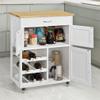 Pimex Trolley Kitchen Storage Serving Trolley Cart with Rubber Wood Worktop Storage Cabinet (D W67 x D37 x H87cm) view 3