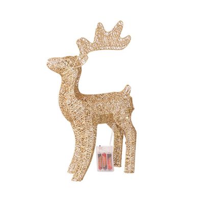 ERdbar Christmas Deer Decoration, 3D Lighted Christmas Reindeer, Pre-Lit Christmas Reindeer Ornaments Tablescape, Table Reindeer, Holiday Decoration, Metal Material, Elk Statue, Indoor (Color : Gold)