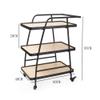 Trolley Modern Design 3 Tiers Bar Cart Drinks Trolley Wood Metal Storage Trolley Lockable Wheels Easy to Put - 85 X 60 X 40cm view 3