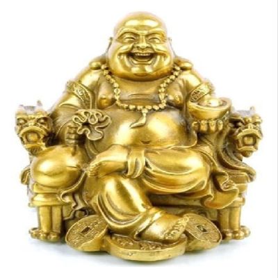 AKYLDI Laughing Buddha Statues Sitting on Emperor's Chair for Good Luck & Happiness Feng Shui Buddha Figurines Maitreya Figure