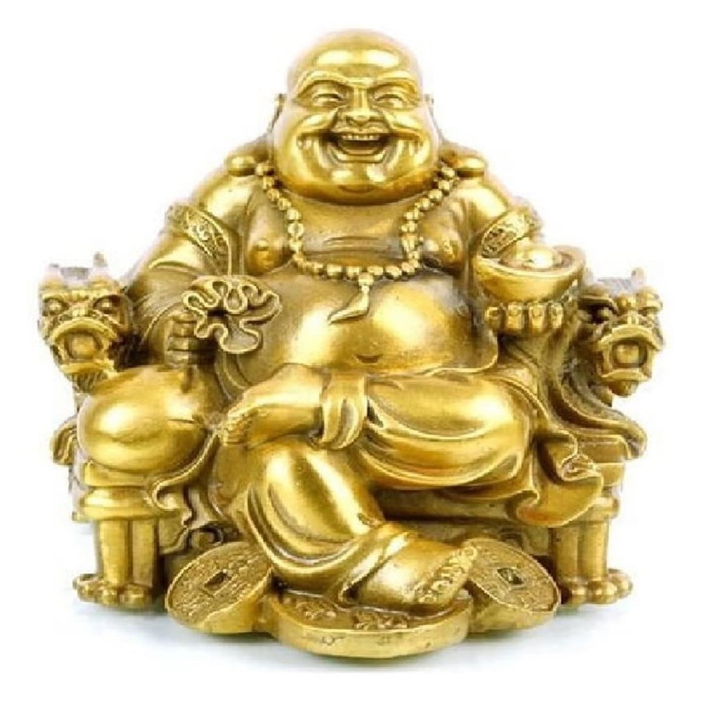 AKYLDI Laughing Buddha Statues Sitting on Emperor's Chair for Good Luck & Happiness Feng Shui Buddha Figurines Maitreya Figure