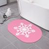 White Snowflakes Non Slip Thin Bath Mat Quick Dry Absorbent Soft Pink Bathroom Rug Christmas Home Decorations Diatomaceous Earth Shower Rug Rubber Backed Dirt Resistant Floor Mat (Oval,16"x24") view 1