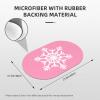 White Snowflakes Non Slip Thin Bath Mat Quick Dry Absorbent Soft Pink Bathroom Rug Christmas Home Decorations Diatomaceous Earth Shower Rug Rubber Backed Dirt Resistant Floor Mat (Oval,16"x24") view 2