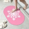 White Snowflakes Non Slip Thin Bath Mat Quick Dry Absorbent Soft Pink Bathroom Rug Christmas Home Decorations Diatomaceous Earth Shower Rug Rubber Backed Dirt Resistant Floor Mat (Oval,16"x24") view 4
