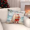 Aiesther Merry Christmas Throw Pillow Covers Santa Claus Surfboard Beach Short Plush Pillowcase Home Decor Cushion Case for Couch Sofa Bed 20" x 20", Super Soft & Comfortable view 2
